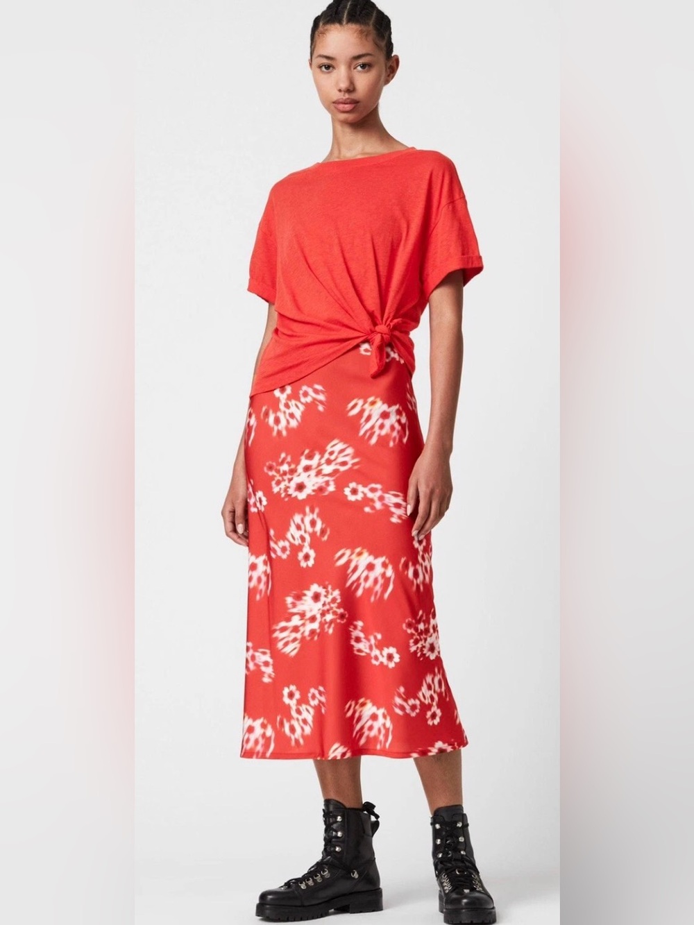 All Saints Red Floral ALLSAINTS Lenni Jasmine Two In One Dress, ⭐️6